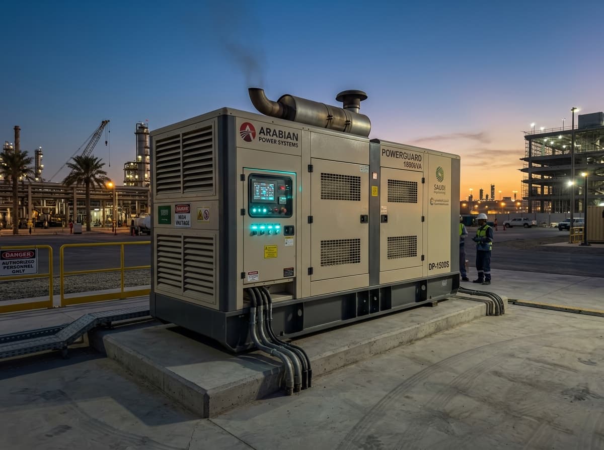 AMG Power industrial generator operating at a project site in Saudi Arabia